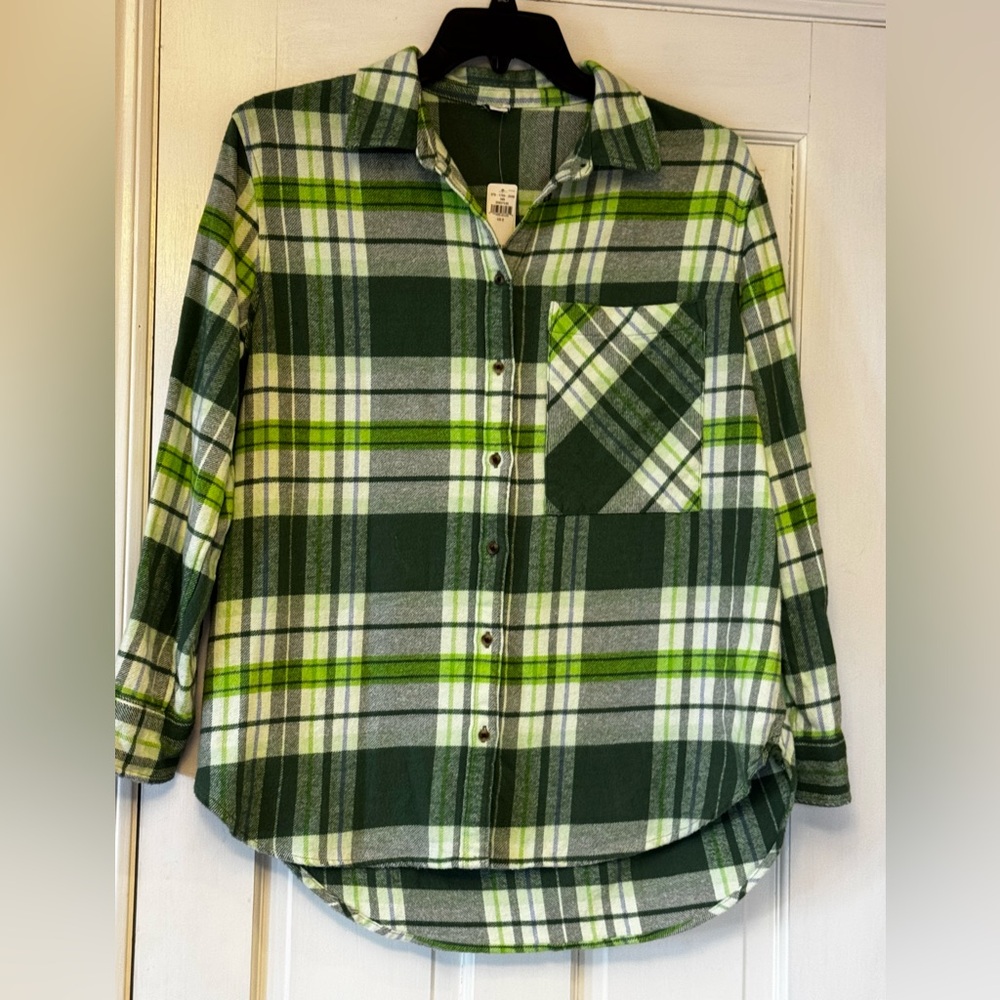 Aerie Green Plaid Flannel Shirt